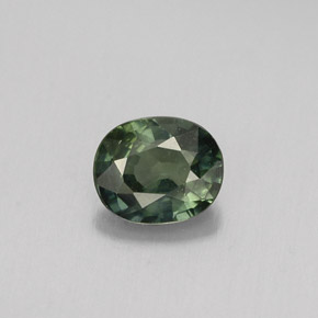 0.70克拉天然绿色蓝宝石，椭圆形切割，5.8×4.9毫米，VS