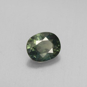 0.70克拉天然绿色蓝宝石，椭圆形切割，5.8×4.9毫米，VS