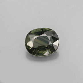 0.76克拉天然绿色蓝宝石，椭圆形切割，6.1×5.1毫米，VS