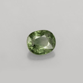 0.84克拉天然绿色蓝宝石，椭圆形切割，5.9×5.1毫米，VS