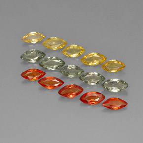 天然多色蓝宝石，马眼形，6.1×3毫米，VVS-VS