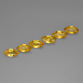 天然黄色蓝宝石，马眼形，6.2×3.1毫米，VVS-VS