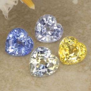 1.61天然多色蓝宝石，心形，4.3×4.3毫米，VVS-VS