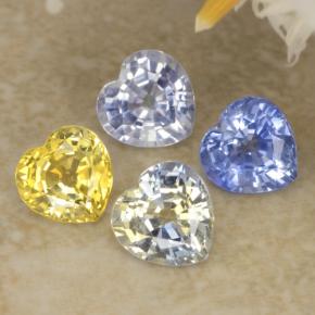 1.61天然多色蓝宝石，心形，4.3×4.3毫米，VVS-VS