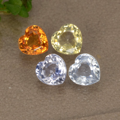 1.38天然多色蓝宝石，心形，4.1×4毫米，VVS-VS