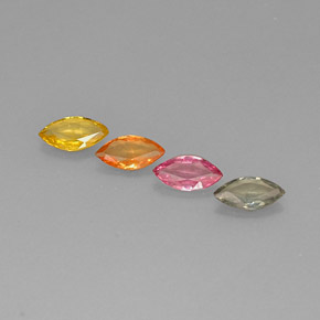 天然多色蓝宝石，马眼形，6.1×3.4毫米，VVS-VS
