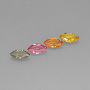 天然多色蓝宝石，马眼形，6.1×3.4毫米，VVS-VS
