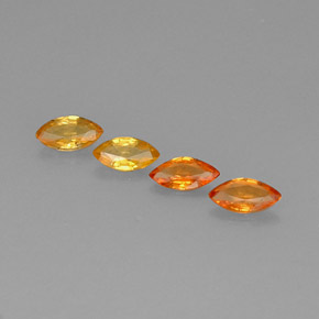 天然橙色蓝宝石，马眼形，6.2×3.1毫米，VVS-VS