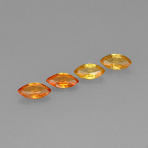 天然橙色蓝宝石，马眼形，6.2×3.1毫米，VVS-VS