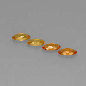 天然橙色蓝宝石，马眼形，6.2×3.1毫米，VVS-VS