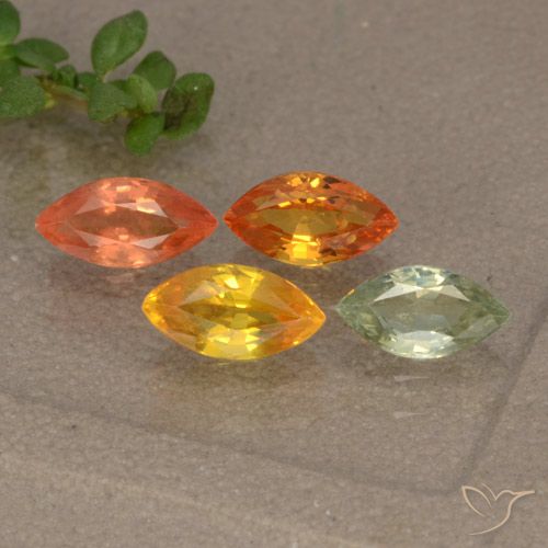1.75天然多色蓝宝石，马眼形，6.2×3.4毫米，VVS-VS