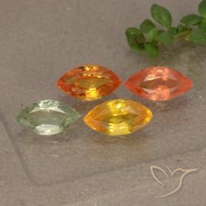 1.75天然多色蓝宝石，马眼形，6.2×3.4毫米，VVS-VS