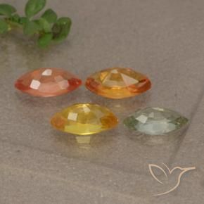 1.75天然多色蓝宝石，马眼形，6.2×3.4毫米，VVS-VS