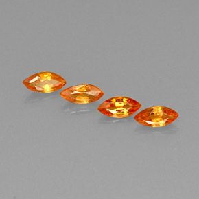天然橙色蓝宝石，马眼形，6×2.9毫米，VVS-VS