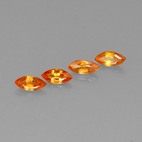 天然橙色蓝宝石，马眼形，6×2.9毫米，VVS-VS