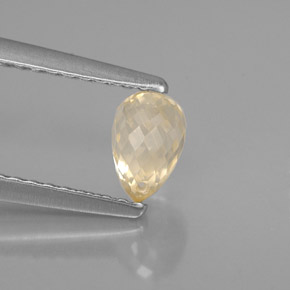 0.85克拉天然黄色蓝宝石，水滴珠形切工，5.7×4.1毫米，VS
