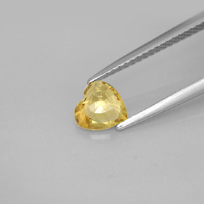 0.79克拉天然黄色蓝宝石，心形，6.1×5.9毫米，VVS-VS