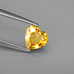 0.88克拉天然黄色蓝宝石，心形，6×6毫米，VVS-VS
