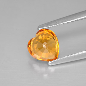 1.12克拉天然橙色蓝宝石，心形，6×5.8毫米，VVS-VS