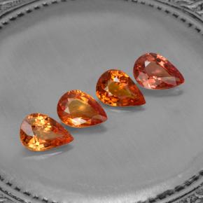 2.99天然橙色蓝宝石，梨形，7×4.9毫米，VVS-VS