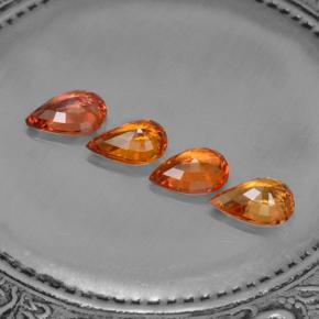 2.99天然橙色蓝宝石，梨形，7×4.9毫米，VVS-VS