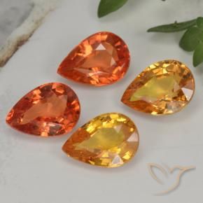 3.85天然橙色蓝宝石，梨形，7.1×5毫米，VVS-VS