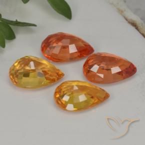 3.85天然橙色蓝宝石，梨形，7.1×5毫米，VVS-VS
