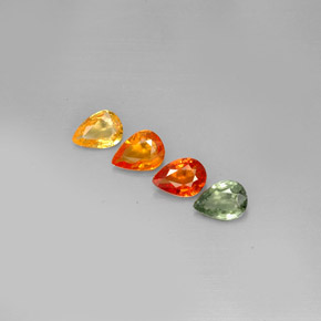 天然多色蓝宝石，梨形，6.8×4.8毫米，VVS-VS