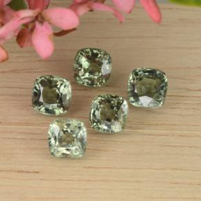 3.80天然绿色蓝宝石，垫形剪裁，4.5×4.5毫米，VVS-VS