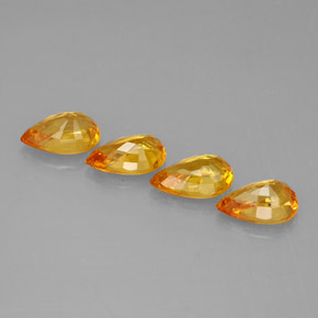 天然黄色蓝宝石，梨形，6×3.9毫米，VS