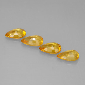 天然黄色蓝宝石，梨形，6×4毫米，VS