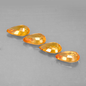 天然黄金色蓝宝石，梨形，6×4毫米，VS