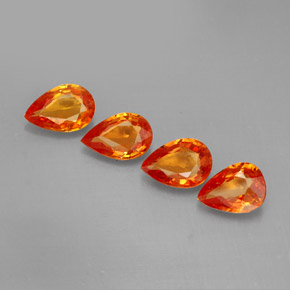 天然橙色蓝宝石，梨形，5.9×3.9毫米，VS
