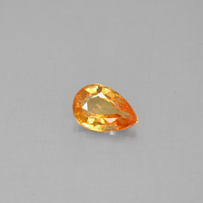 0.50克拉天然橙色蓝宝石，梨形，6×4.1毫米，VS
