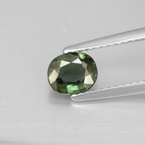 0.80克拉天然绿色蓝宝石，椭圆形切割，6×5.1毫米，VS