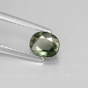 0.80克拉天然绿色蓝宝石，椭圆形切割，6×5.1毫米，VS