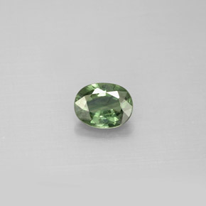 0.76克拉天然绿色蓝宝石，椭圆形切割，6.2×4.8毫米，VS