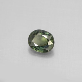 0.78克拉天然绿色蓝宝石，椭圆形切割，5.9×4.9毫米，VS