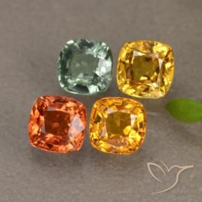 1.87天然多色蓝宝石，垫形剪裁，4.1×4.1毫米，VS