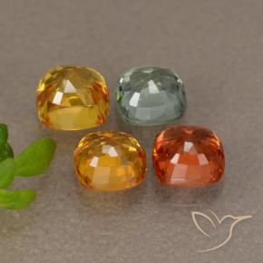 1.87天然多色蓝宝石，垫形剪裁，4.1×4.1毫米，VS