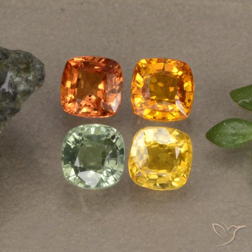 1.90天然多色蓝宝石，垫形剪裁，4.1×4毫米，VS