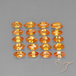 3.53天然橙色蓝宝石，马眼形，4.8×2.6毫米，VVS-VS