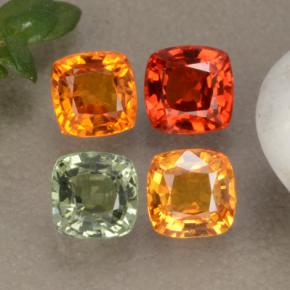 1.99天然多色蓝宝石，垫形剪裁，4.1×4.1毫米，VS