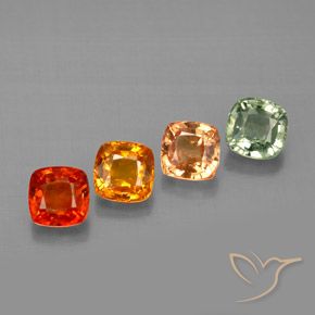 1.98天然多色蓝宝石，垫形剪裁，4.3×4.2毫米，VVS-VS