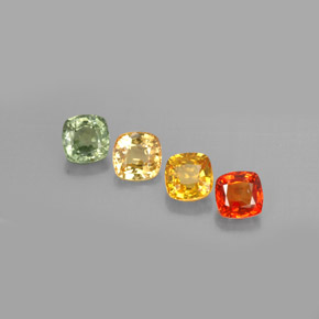 1.67天然多色蓝宝石，垫形剪裁，4.1×4.1毫米，VVS-VS