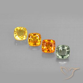 2.10天然多色蓝宝石，垫形剪裁，4.2×4.2毫米，VVS-VS