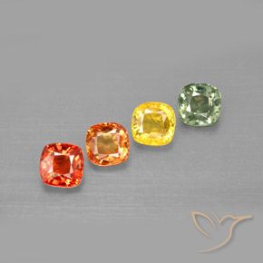 2.19天然多色蓝宝石，垫形剪裁，4.5×4.5毫米，VVS-VS