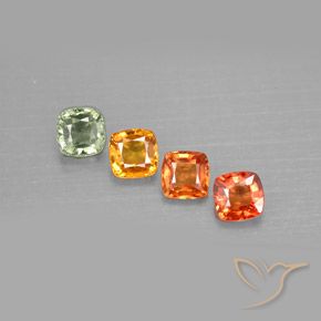 1.95天然多色蓝宝石，垫形剪裁，4.2×4.2毫米，VVS-VS
