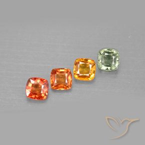 1.95天然多色蓝宝石，垫形剪裁，4.2×4.2毫米，VVS-VS