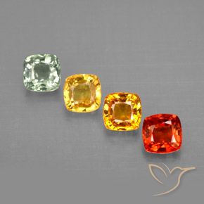 1.96天然多色蓝宝石，垫形剪裁，4.2×4.1毫米，VVS-VS